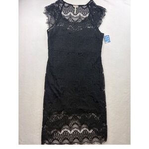 Intimately Free People Black Floral Lace Bodycon Dress Coquette Boho Goth M NEW